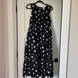 Texture black and white polka dot dress!